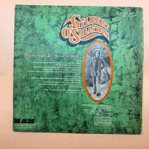 Gilbert O'Sullivan Soy Un Escritor, No Un Boxeador vinyl used