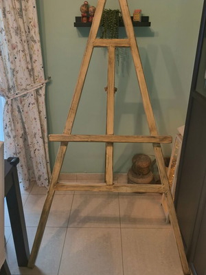 Rustic handmade painting easel, 1.70 m height
