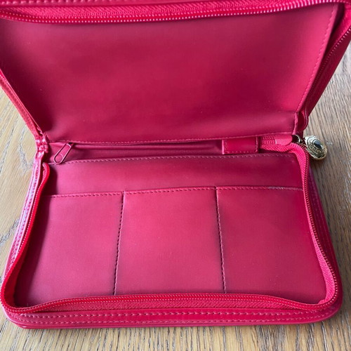 Rochas wallet used, rectangular with card and coin holder, red