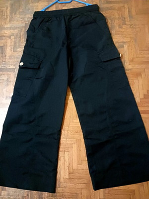 Pinko black pants with gold buttons, loose fit, size S