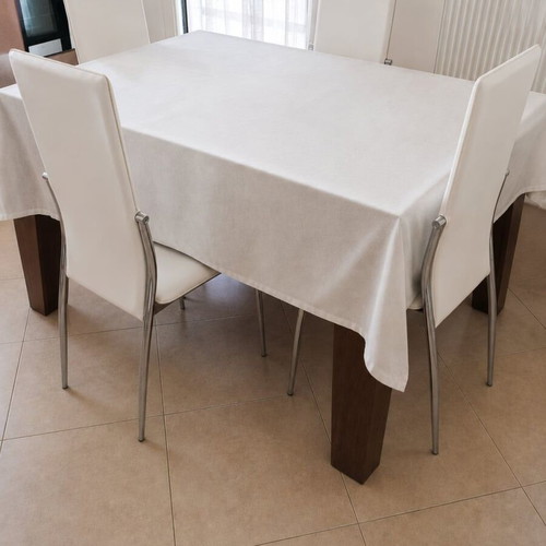 Set of 4 beige dining chairs with leatherette upholstery