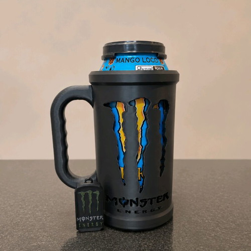 Monster Energy can holder with lid, like new