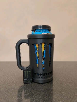 Monster Energy can holder with lid, like new