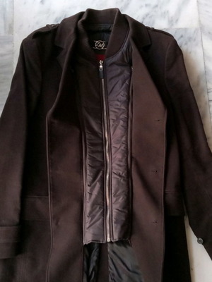 Παλτό ανδρικό Zara μεταχειρισμένο, καφέ, μέγεθος M με προσθαφαιρούμενο φερμουάρ
