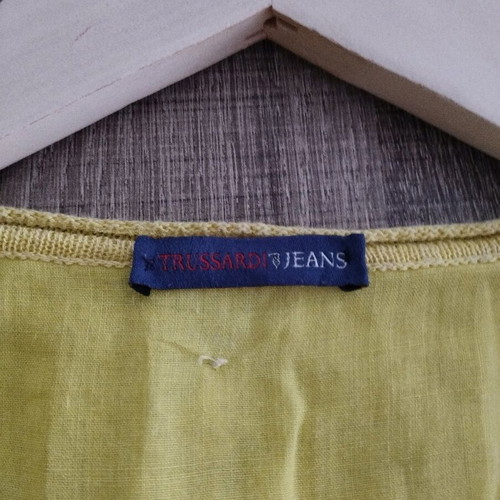 Trussardi women's blouse with short sleeves, like new, yellow, linen cotton