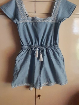 Pepe Jeans denim romper shorts, turquoise, size S
