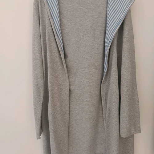 Lipsy grey long cardigan with hood like new, size M
