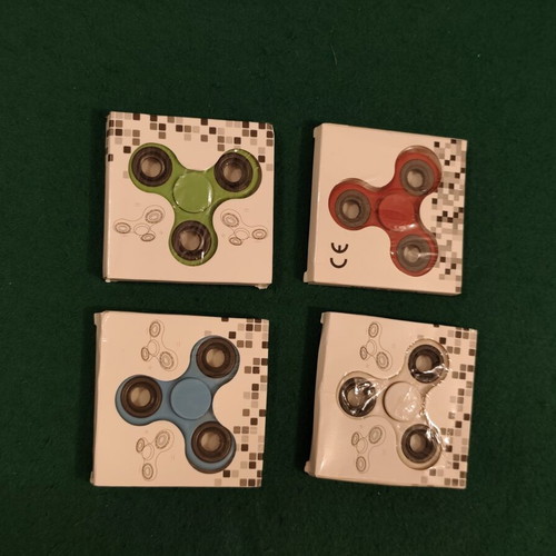 Set of 4 Hand Fidget Spinners (Green, Red, Blue, White)