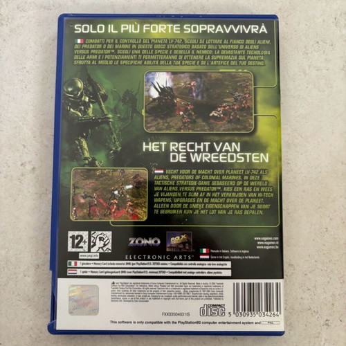 Alien vs Predator Extinction PlayStation 2 Italian used complete