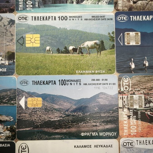 OTE phone card collection, 15 different Greek places, 100 units each
