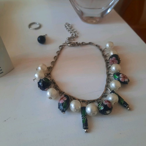 Bracelet like new with intricate black and white stones
