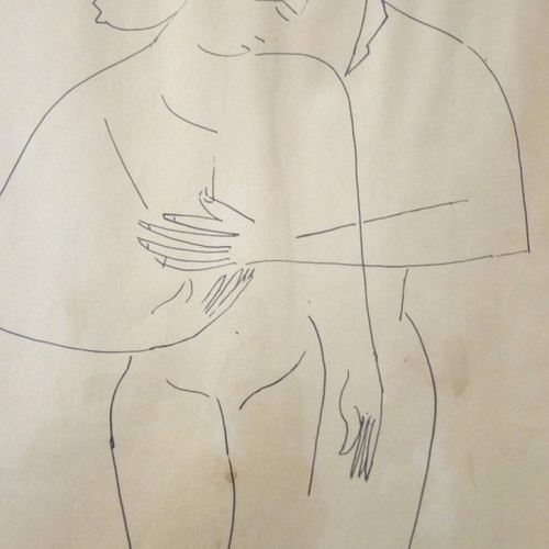 Byron Kesse drawing used, couple with frame 35×43 cm
