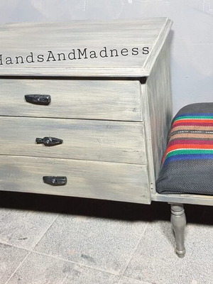 Vintage bench with cabinet handmade, custom made