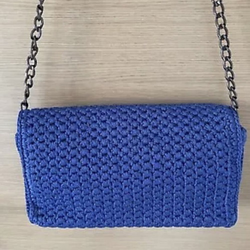 Knitted shoulder bag new, handmade, blue