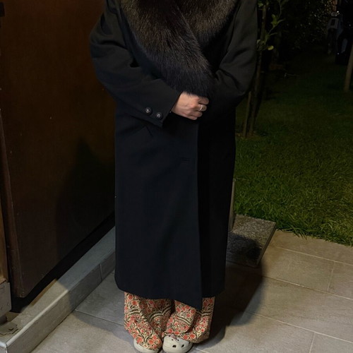 Coat black with genuine mink collar used, size M/L