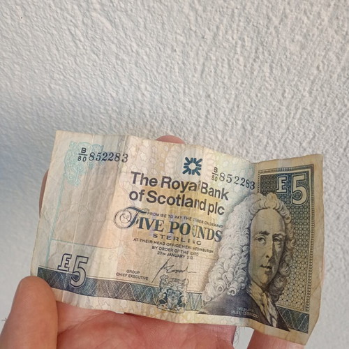 The Royal Bank of Scotland Five Pounds Sterling banknote used 2005