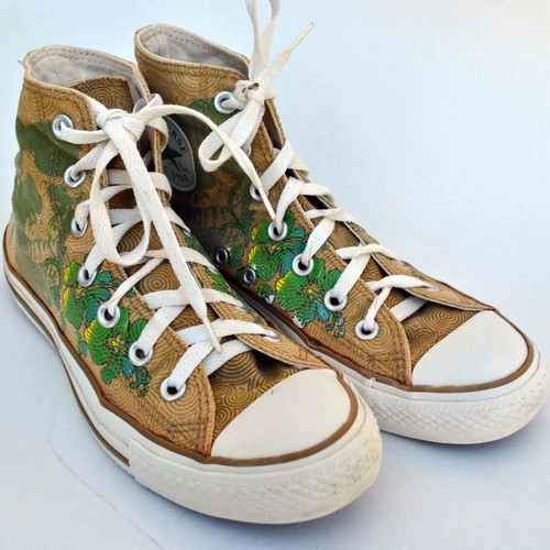 Converse All Star High Top Canvas Sneakers used, floral skull design, size 38