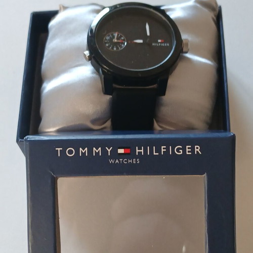 Tommy Hilfiger Dual Time watch black silicone strap like new