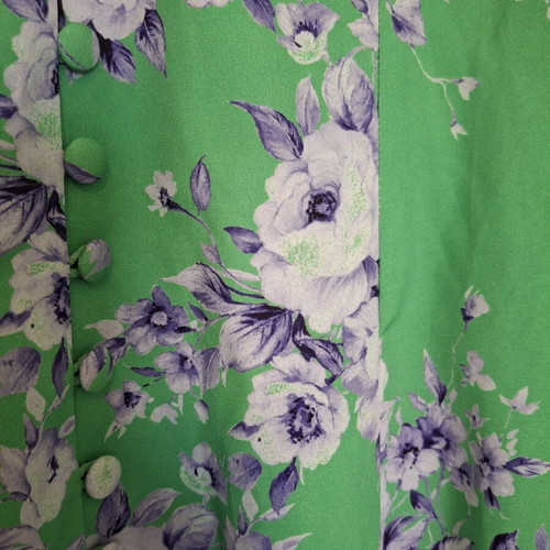 Floral midi dress like new, green with purple flowers, Desiree