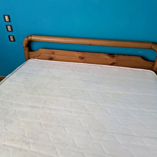 Wooden oak bed handmade used 145x195x60 cm without mattress