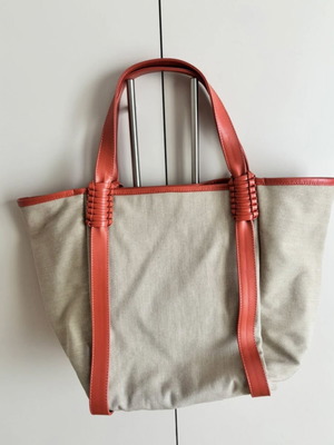 Callista shoulder bag like new, beige with orange leather details