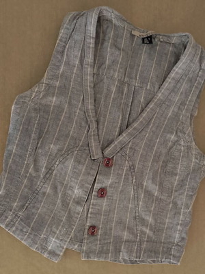 Attrattivo linen vest used, beige and grey striped, size S