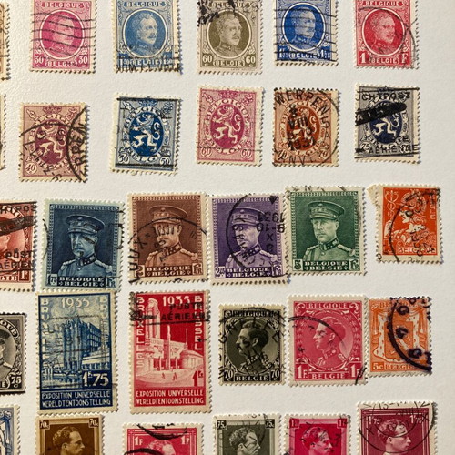 Belgian stamps used, 80 different sealed