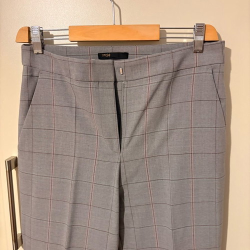 Maje straight-leg checked pants like new, gray, size M