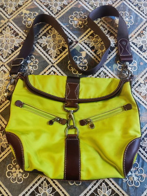 Lancel vintage crossbody bag yellow and brown used