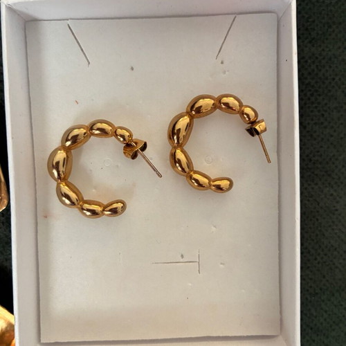 Steel gold hoop earrings new with impressive design