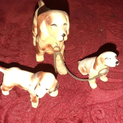 Porcelain dogs used, set of 4, collectible
