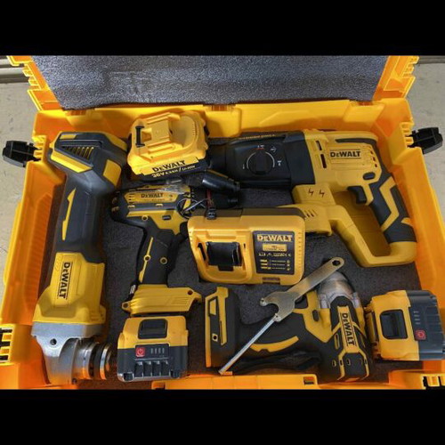 Cordless 4-in-1 Tool Set New with Hammer Drill, Angle Grinder, Screwdriver, Impact Wrench
