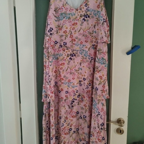 Deerberg Viscose Dress for Curvy Girls, Like New, Pink Floral, XXL