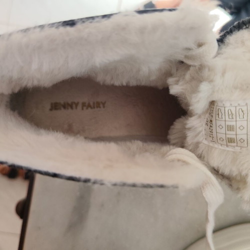 Jenny Fairy fur women's ankle boots, size 39, black and white