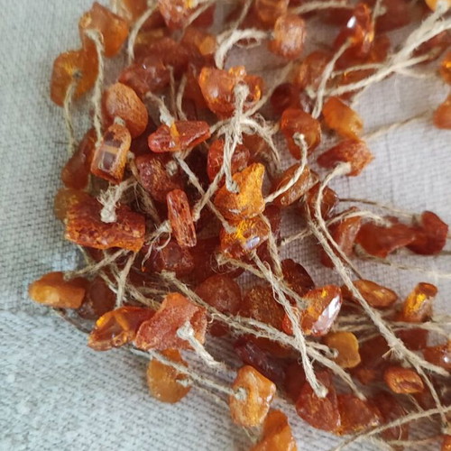 Natural amber necklace like new, multiple strands with natural twine