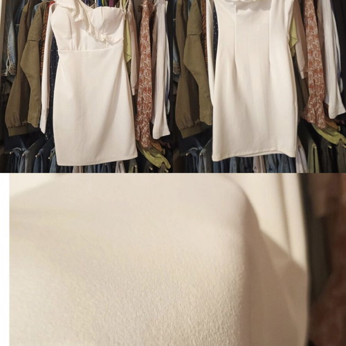 White one-shoulder dress like new, elastic and non-transparent