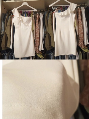 White one-shoulder dress like new, elastic and non-transparent