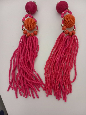 Boho earrings multicolored, fuchsia and orange Zara