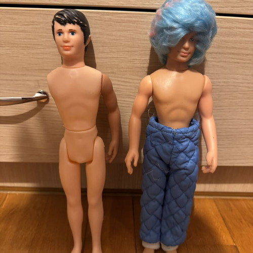 John John Bibi Bo dolls, one with sewn hair and one missing an arm