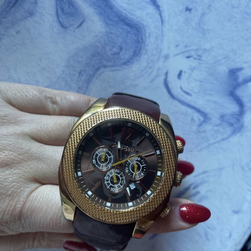 Marc Ecko leather watch used, brown - burgundy