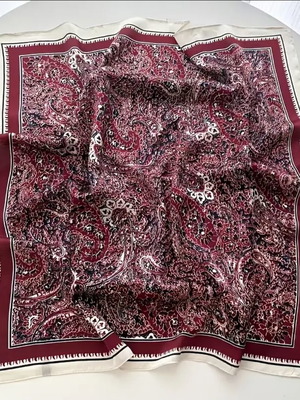 Women's scarves new burgundy with white shades 70×70