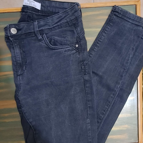 Bershka denim pants like new, size 38, black and gray