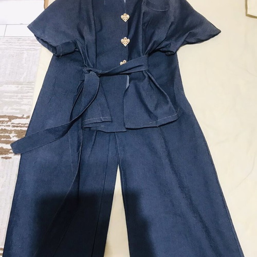 Denim set with kimono and pants like new, blue