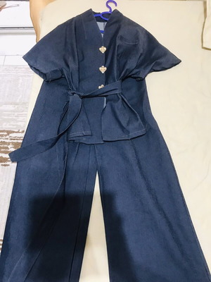 Denim set with kimono and pants like new, blue