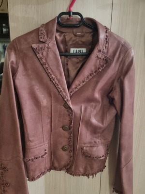 Vintage women's leather jacket Lapel brown size L like new