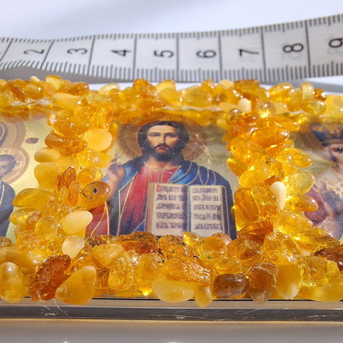 Triptych car icon with natural amber new