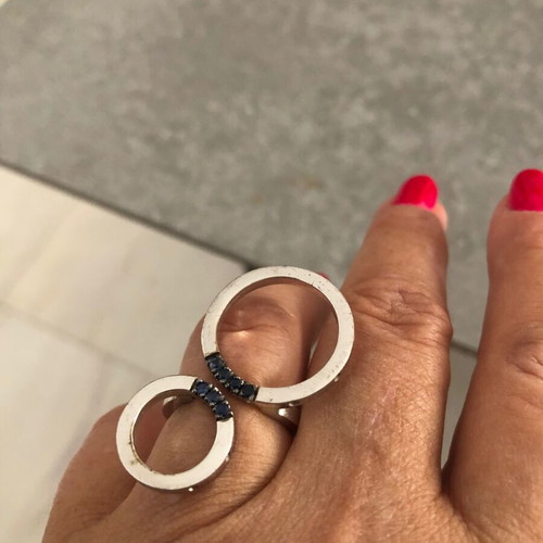 Silver handmade ring with sapphires like new