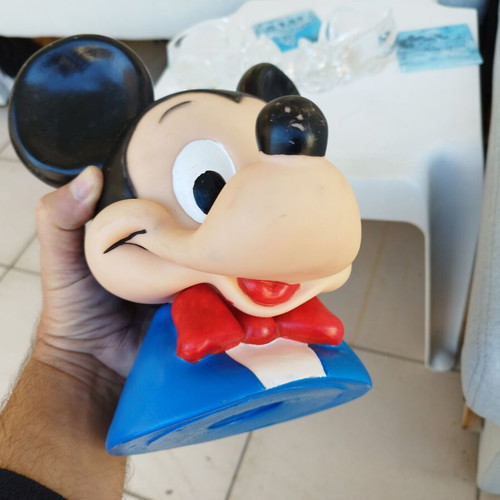 Plastic Mickey Mouse vintage piggy bank used 1971