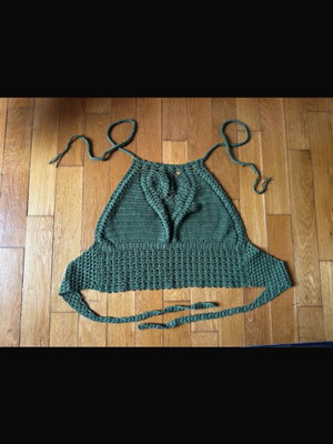 Knitted top hippie green size L like new
