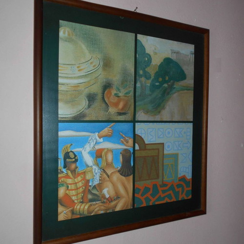 Set of 2 framed art prints in quadriptych, 36x41 cm